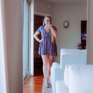 💙 minkpink patterned fit and flare babydoll dress